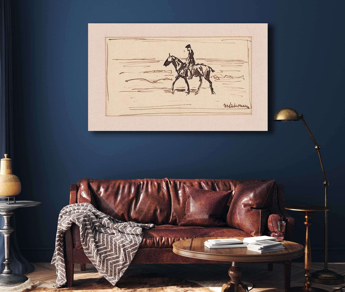 Federzeichnung Reiter Am Strand by Max Liebermann