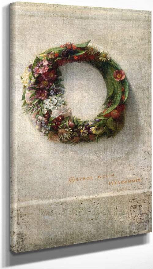 10" x 20" / Canvas Wrap Wreath Of Flowers By John La Farge Fine Art Print