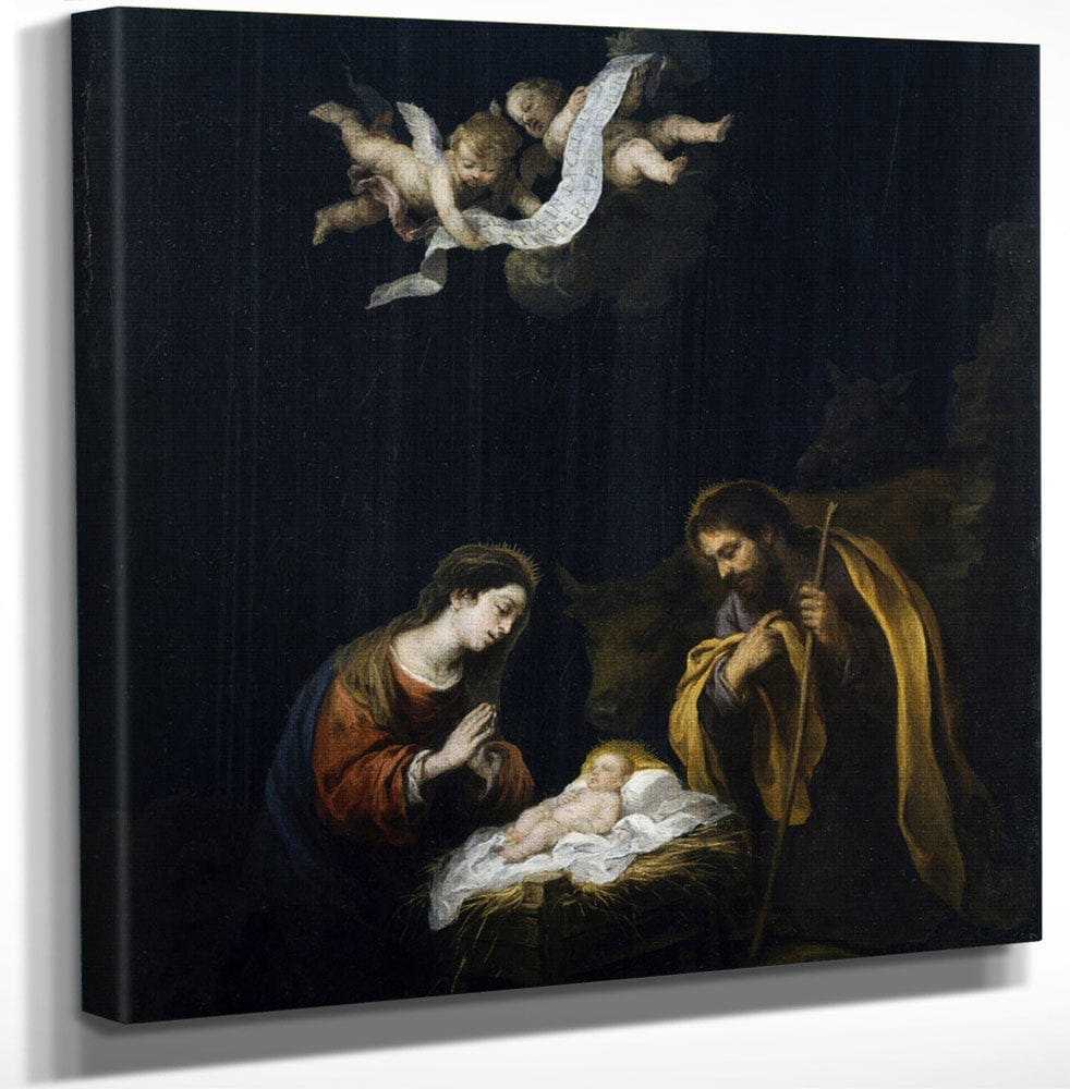 12" x 12" / Canvas Wrap The Nativity By Bartolome Esteban Murillo Fine Art Print
