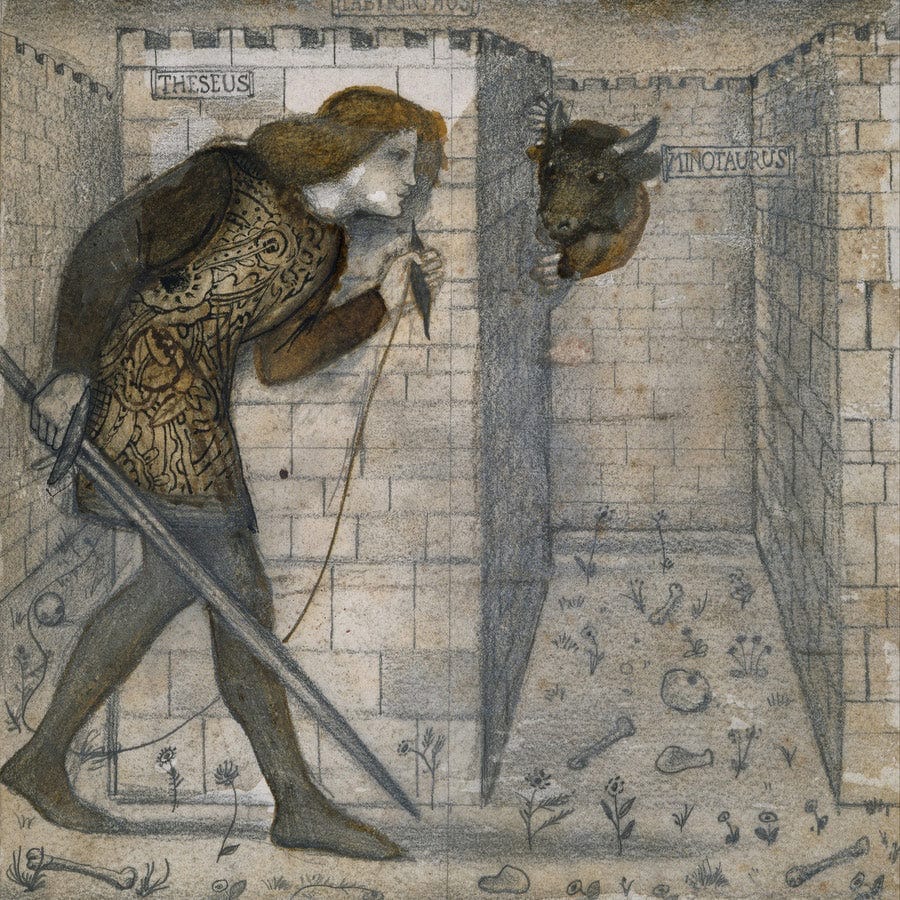 12" x 12" / Fine Art Paper Theseus And The Minotaur 1861 By Edward Burne Jones Fine Art Print
