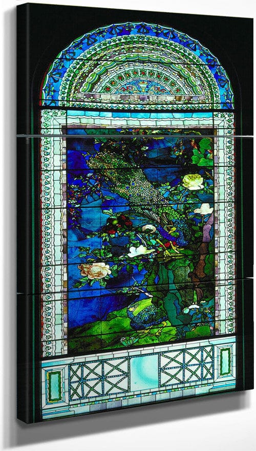 18" x 36" / Split Canvas Peacocks And Peonies I By John La Farge Fine Art Print