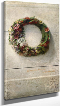 18" x 36" / Split Canvas Wreath Of Flowers By John La Farge Fine Art Print