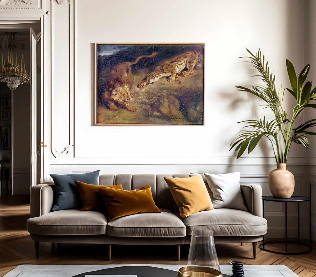 Tiger And Lion By Ferdinand Victor Eugene Delacroix Fine Art Print 2