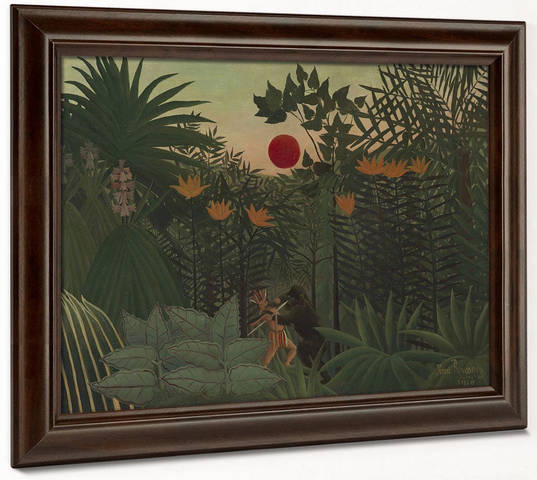 Tropical Landscape   An American Indian Struggling With A Gorilla By Henri Julien Felix Rousseau Fine Art Print 2