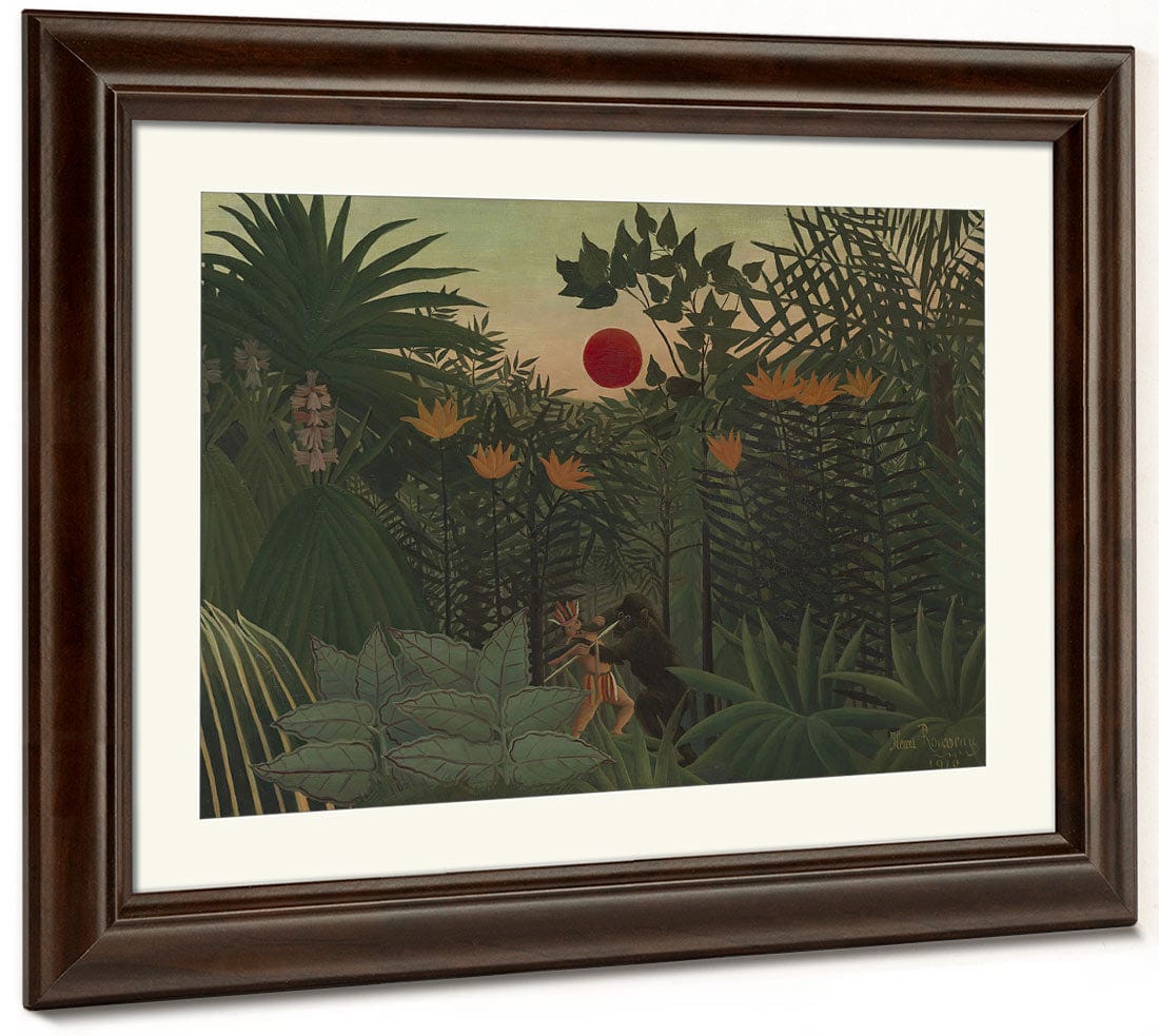 Tropical Landscape   An American Indian Struggling With A Gorilla By Henri Julien Felix Rousseau Fine Art Print 2
