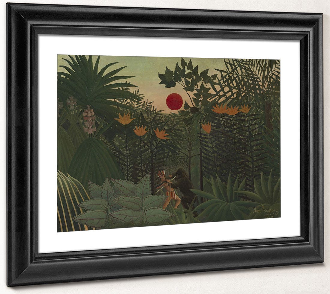 Tropical Landscape   An American Indian Struggling With A Gorilla By Henri Julien Felix Rousseau Fine Art Print 2