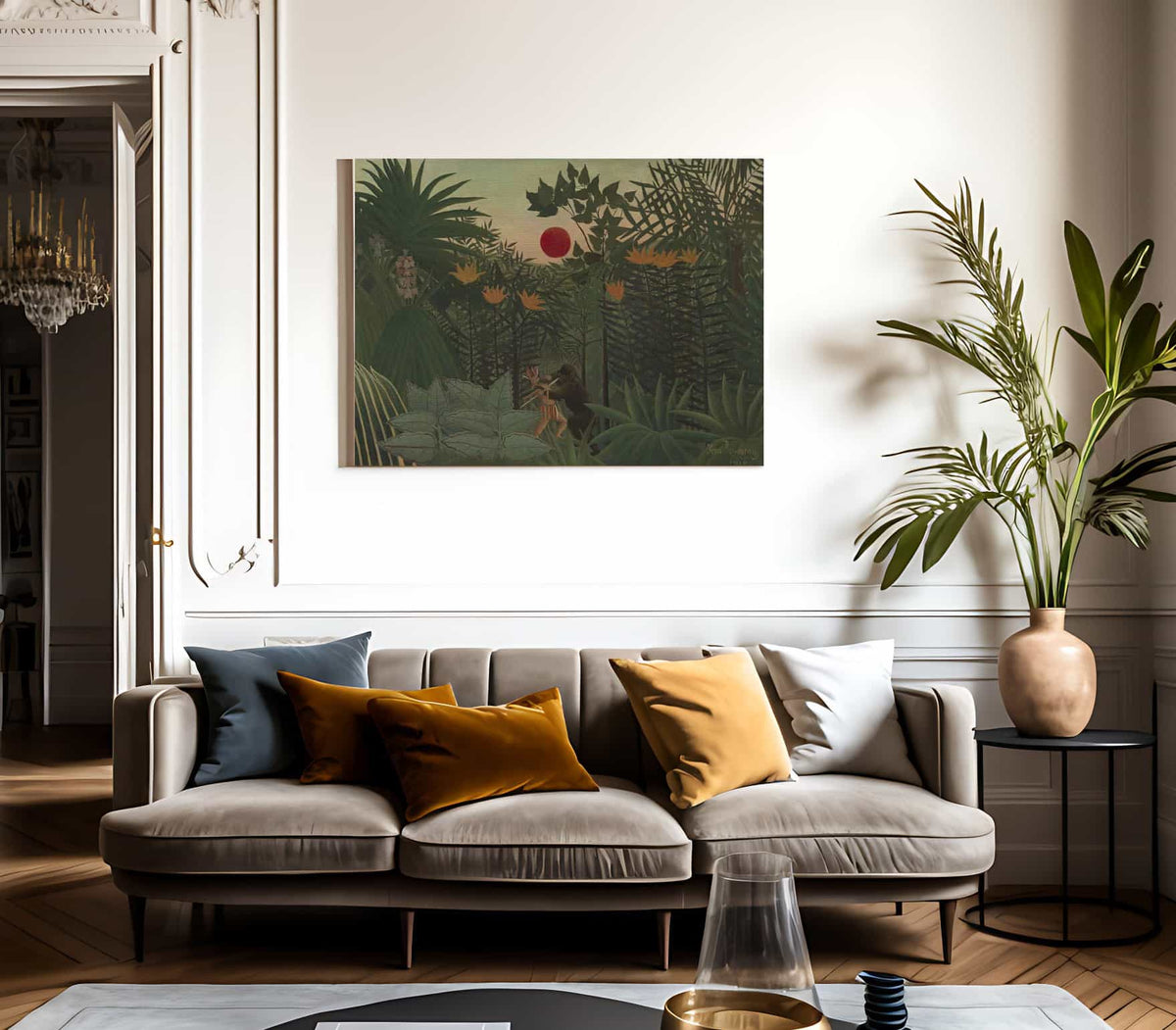 Tropical Landscape   An American Indian Struggling With A Gorilla By Henri Julien Felix Rousseau Fine Art Print 2