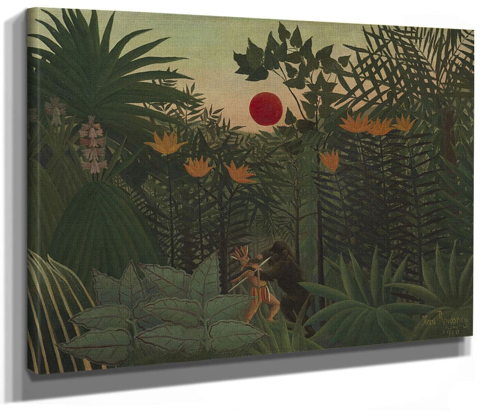 Tropical Landscape   An American Indian Struggling With A Gorilla By Henri Julien Felix Rousseau Fine Art Print 2