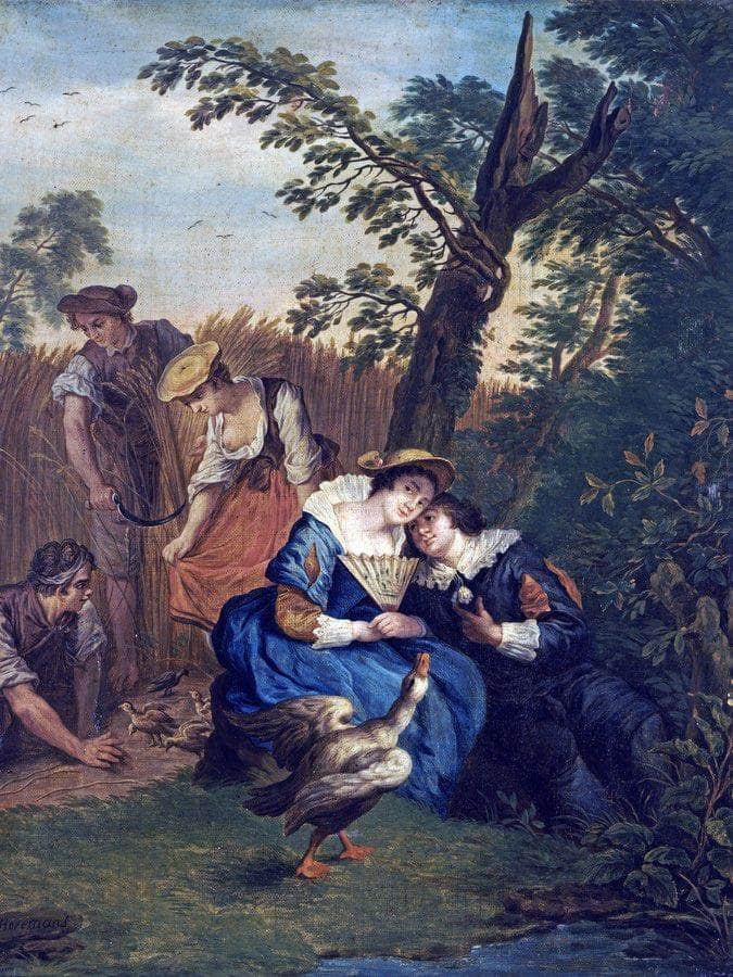 A Courting Couple Beneath A Tree By Jan Josef Horemans The Younger Fine Art Print
