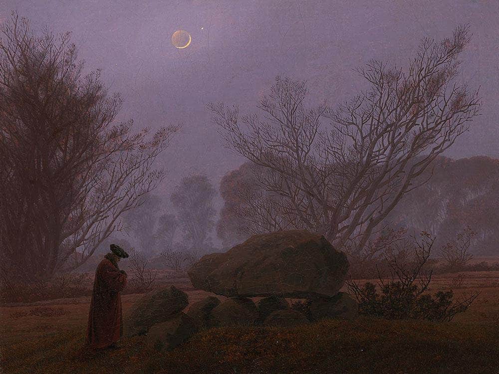 A Walk At Dusk By By Caspar David Friedrich Fine Art Print
