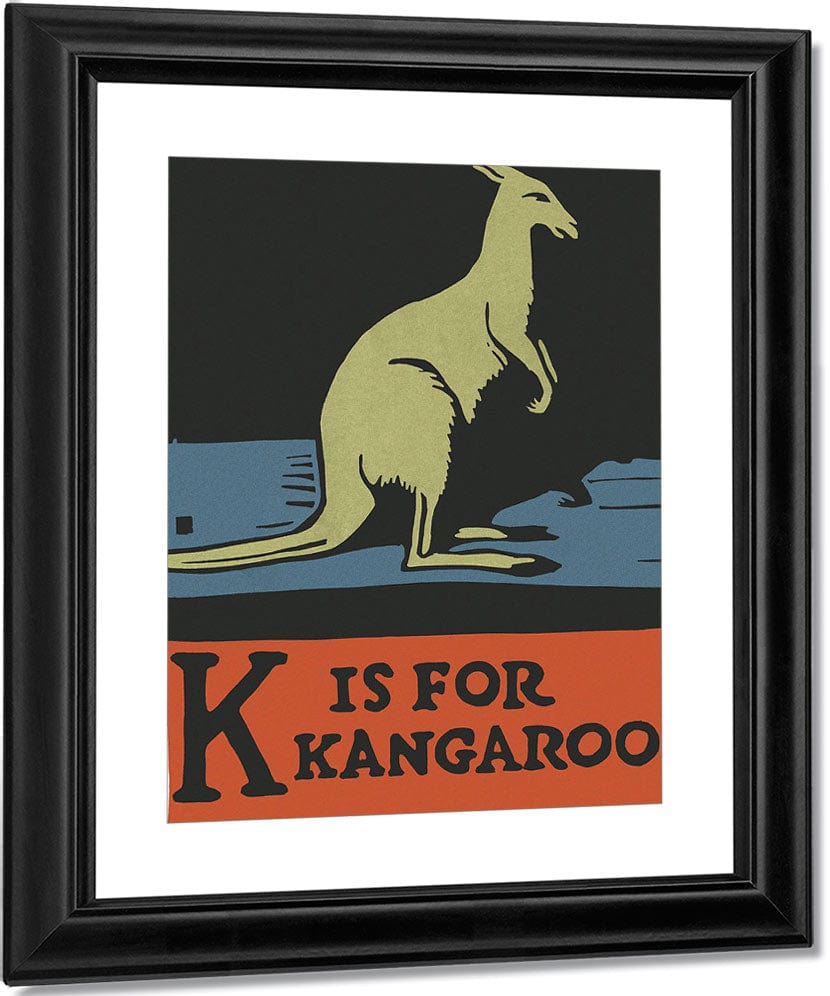 Alphabet  K Is For Kangaroo By C.B. Falls Fine Art Print