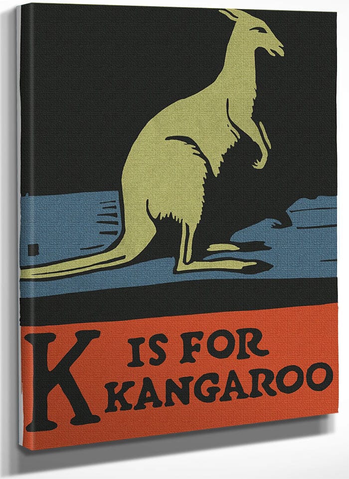 Alphabet  K Is For Kangaroo By C.B. Falls Fine Art Print