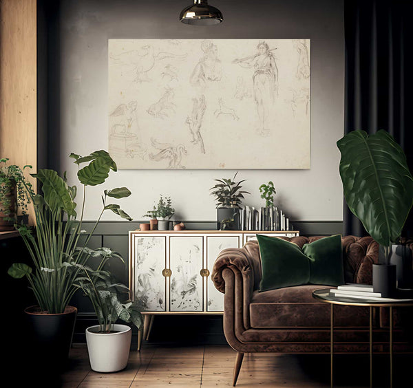 Animal And Figure Studies By Ferdinand Victor Eugene Delacroix Fine Art Print