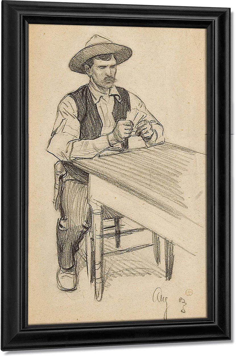 Card Player; Portrait Of A Young Native American 1900 (A Pair) By Maynard Dixon Fine Art Print