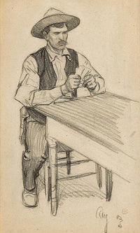 Card Player; Portrait Of A Young Native American 1900 (A Pair) By Maynard Dixon Fine Art Print