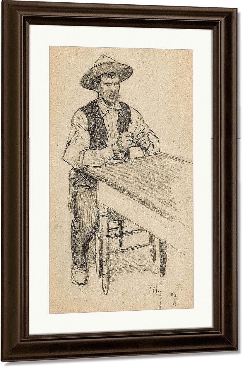 Card Player; Portrait Of A Young Native American 1900 (A Pair) By Maynard Dixon Fine Art Print