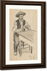 Card Player; Portrait Of A Young Native American 1900 (A Pair) By Maynard Dixon Fine Art Print