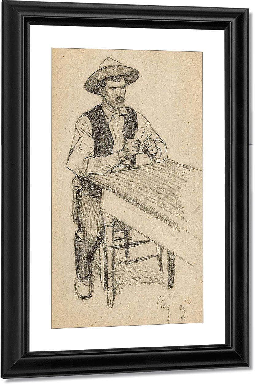 Card Player; Portrait Of A Young Native American 1900 (A Pair) By Maynard Dixon Fine Art Print