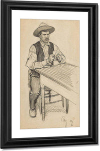 Card Player; Portrait Of A Young Native American 1900 (A Pair) By Maynard Dixon Fine Art Print