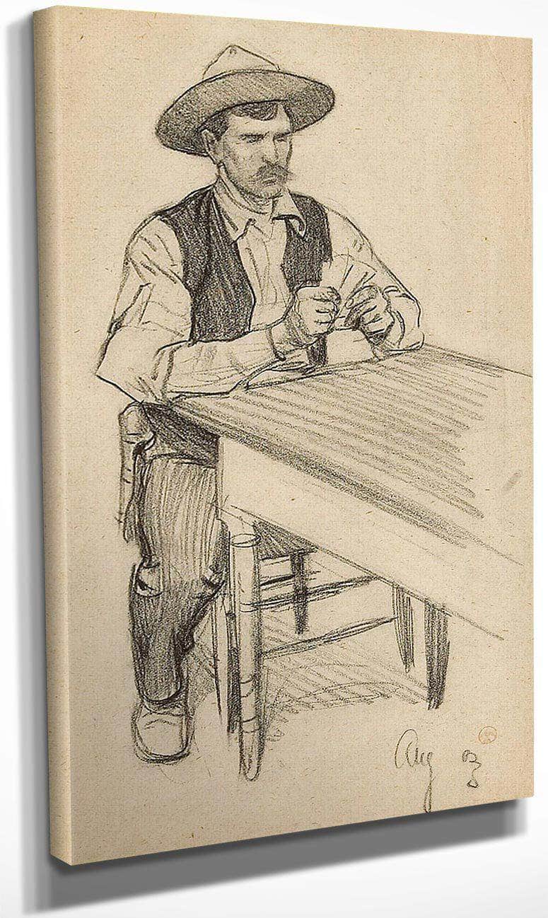 Card Player; Portrait Of A Young Native American 1900 (A Pair) By Maynard Dixon Fine Art Print