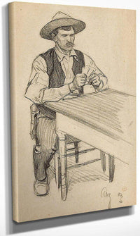 Card Player; Portrait Of A Young Native American 1900 (A Pair) By Maynard Dixon Fine Art Print