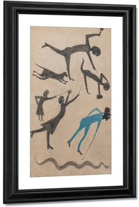 Event With Man In Blue And Snake By Bill Traylor Fine Art Print