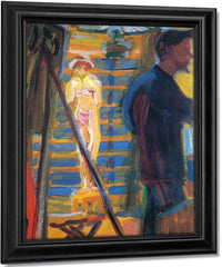 Heckel And Model In Studio By Ernst Ludwig Kirchner Fine Art Print