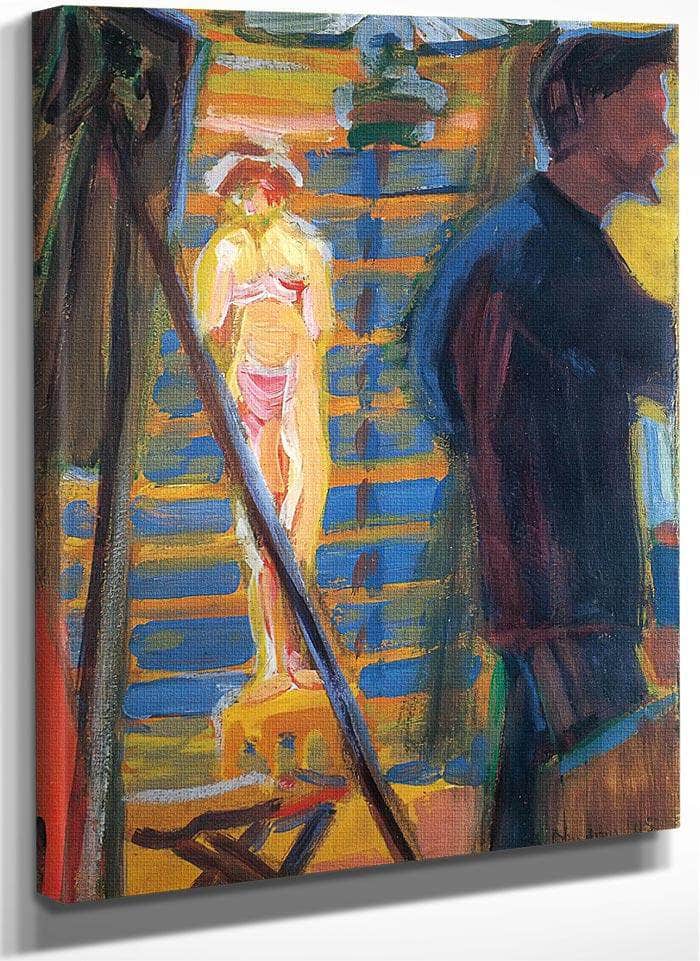 Heckel And Model In Studio By Ernst Ludwig Kirchner Fine Art Print