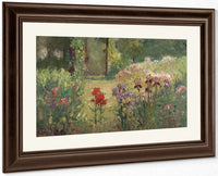 Iris & Trees (In The Flower Garden) By Theodore Clement Steele Fine Art Print