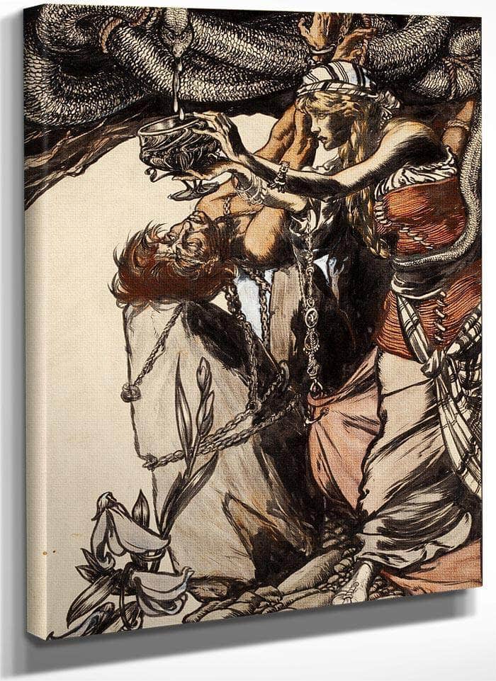 Loki And Sigyn The Land Of Enchantment Book Illustration 1901 By Arthur Rackham Fine Art Print