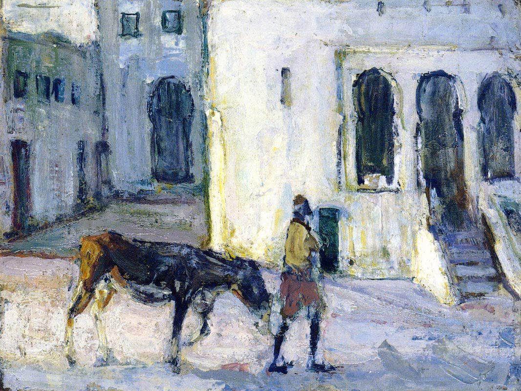 Man Leading A Donkey In Front Of The Palais De Justice Tangier Henry Ossawa Tanner Reproduction Fine Art Print