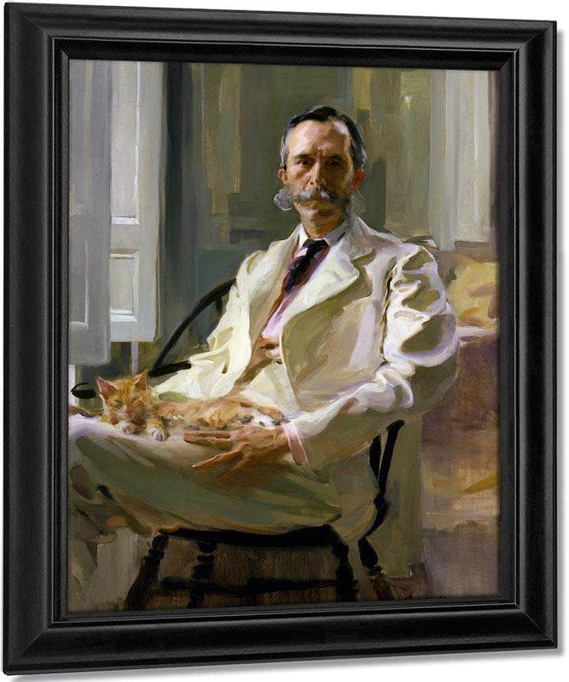 Man With The Cat Portrait Of Henry Sturgis Drinker 1898 By Cecilia Beaux Fine Art Print