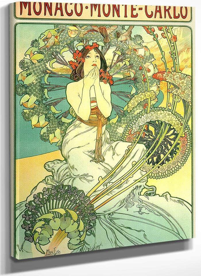 Monaco Monte Carlo By Alphonse Mucha Print, Canvas Art, Framed