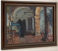Monks Under A Mission Arcade By Joseph Kleitsch Fine Art Print