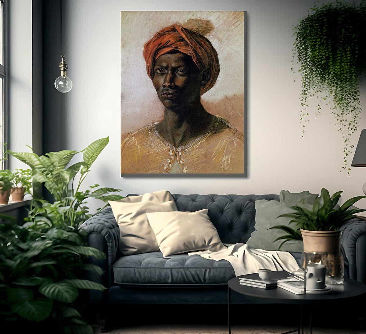 Portrait Of A Turk In A Turban By Ferdinand Victor Eugene Delacroix Fine Art Print