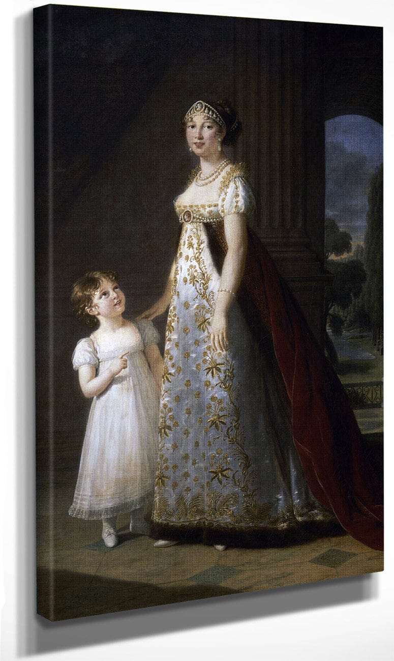 Portrait Of Caroline Murat With Her D Print, Canvas Art, Framed