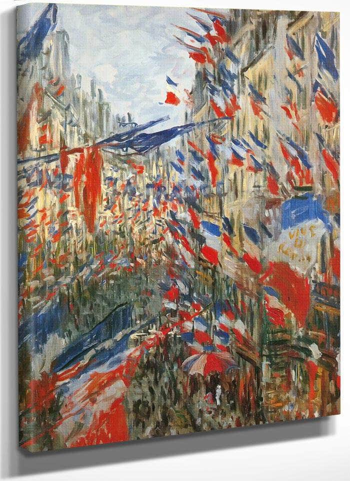 クロード・モネ、「Rue Saint-Denis Festivities on Rue Saint Denis Festivities Of 30 Jun Print, Canvas Art, Framed