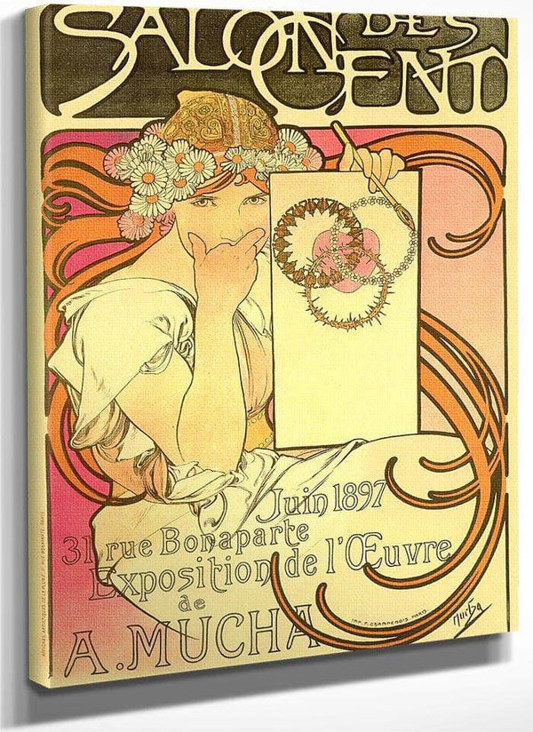 Salon Des Cent Exhibition Of The Work Of A Mucha By Alphonse Mucha Fine Art Print