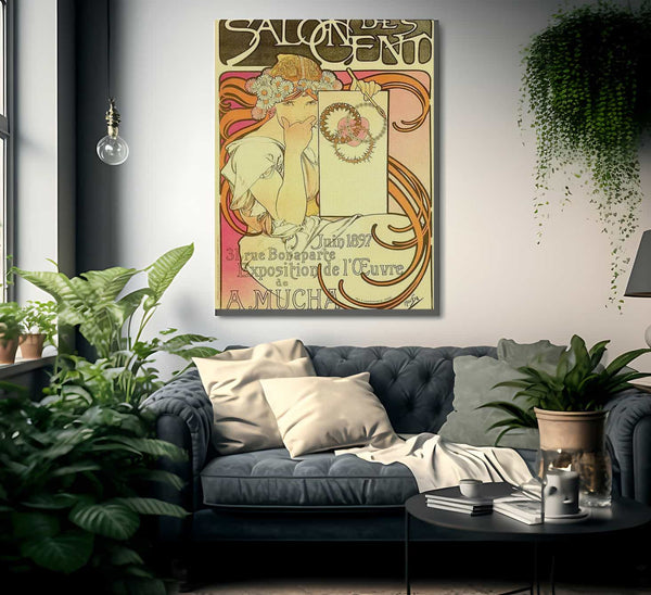 Salon Des Cent Exhibition Of The Work Of A Mucha By Alphonse Mucha Fine Art Print