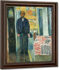 Self Portrait Between Clock And Bed 194042 By Edvard Munch Fine Art Print