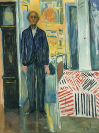 Self Portrait Between Clock And Bed 194042 By Edvard Munch Fine Art Print