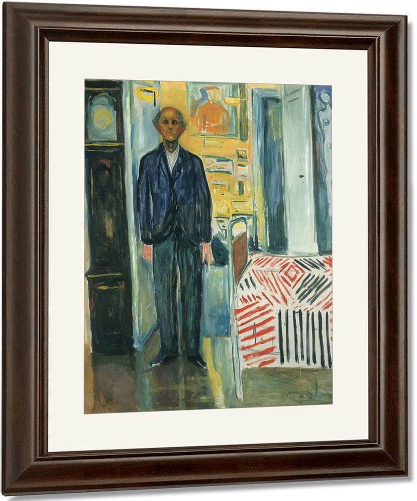 Self Portrait Between Clock And Bed 194042 By Edvard Munch Fine Art Print