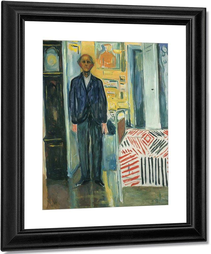 Self Portrait Between Clock And Bed 194042 By Edvard Munch Fine Art Print