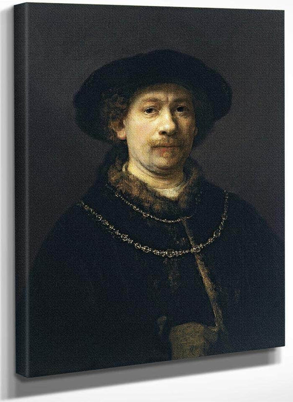 Self Portrait With A Hat And Two Chains By Rembrandt Fine Art Print