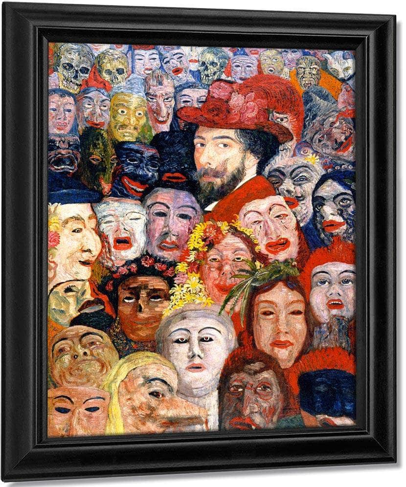 Self Portrait With Masks1 By James En Print, Canvas Art, Framed