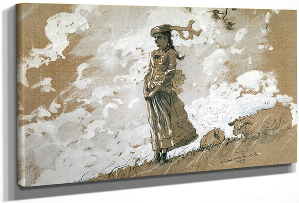 Shepherdess And Sheep By Winslow Homer Fine Art Print