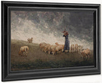 Shepherdess Tending Sheep By Winslow Homer Fine Art Print