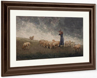 Shepherdess Tending Sheep By Winslow Homer Fine Art Print