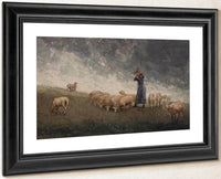 Shepherdess Tending Sheep By Winslow Homer Fine Art Print