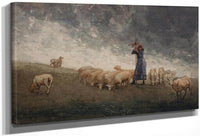 Shepherdess Tending Sheep By Winslow Homer Fine Art Print